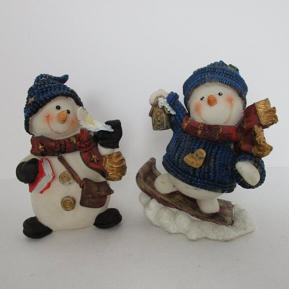 pair of resin snowman figurines - Picture 5 of 8